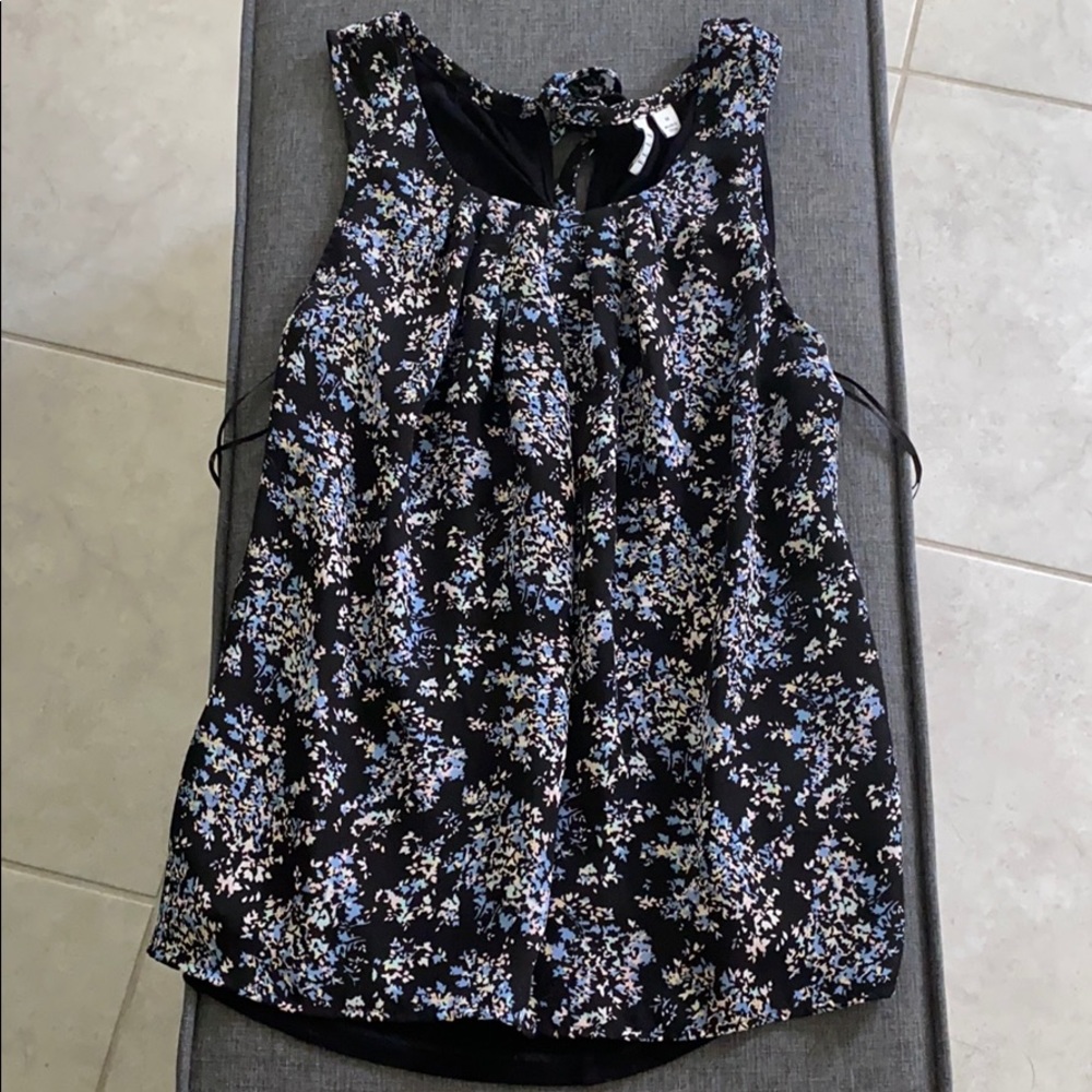 Black and blue floral blouse